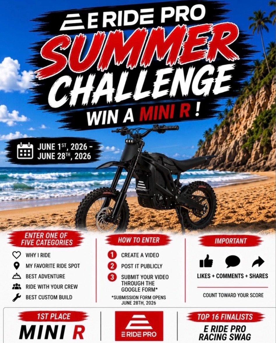E Ride Pro Facebook ad: E RIDE PRO SUMMER CHALLENGE