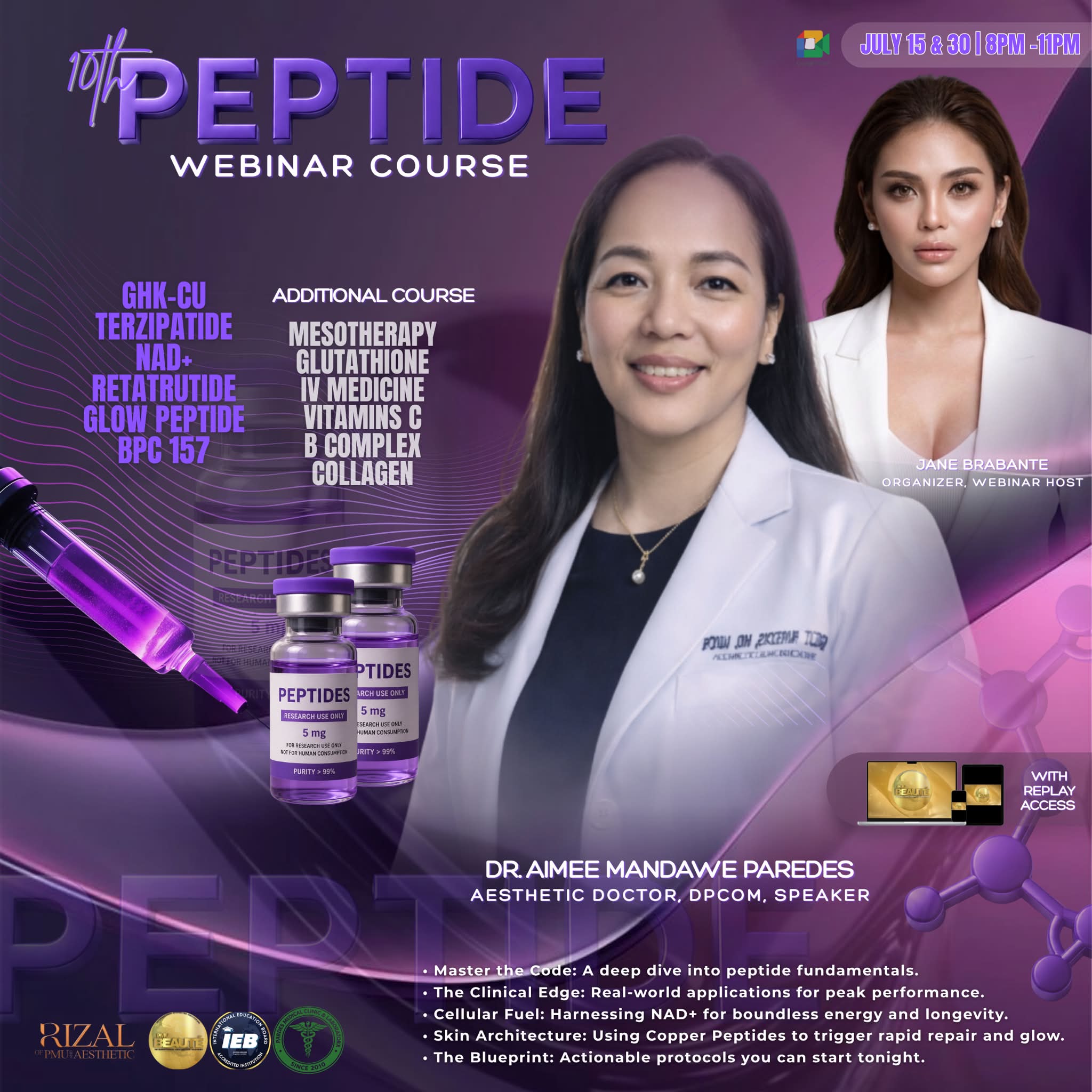 PMU Beauté International Aesthetics Academy Facebook ad: 𝟭𝟬𝘁𝗵 𝗣𝗘𝗣𝗧𝗜𝗗𝗘 𝗪𝗘𝗕𝗜𝗡𝗔𝗥 𝗖𝗢𝗨𝗥𝗦𝗘