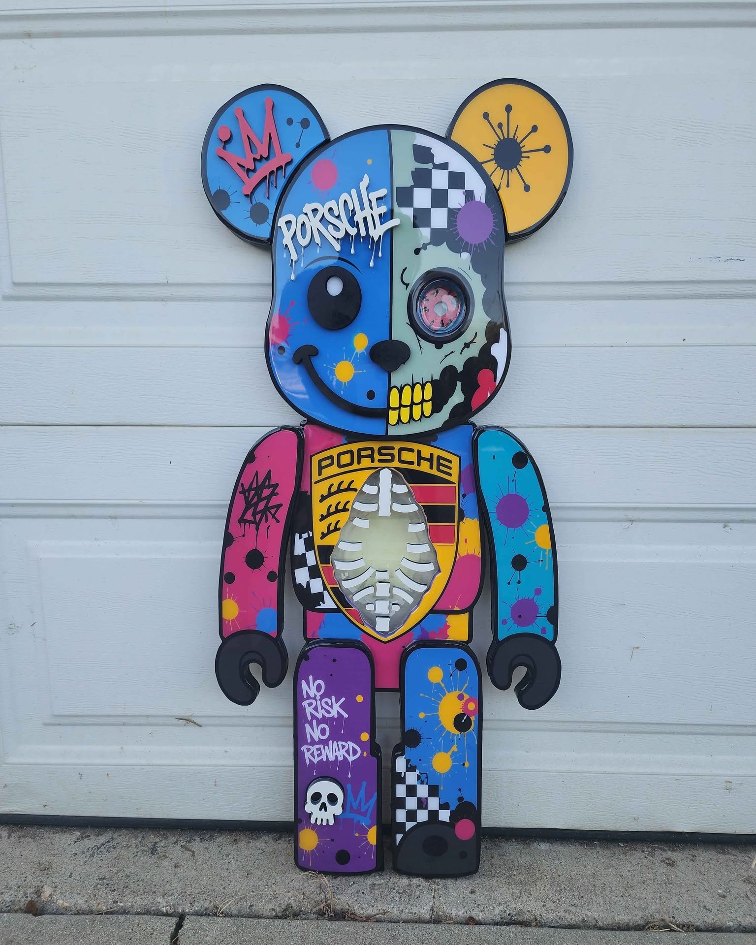 Samantha Aguilar Facebook ad: Porsche 3D Skeleton Wooden Bear Garage Art, 3ft