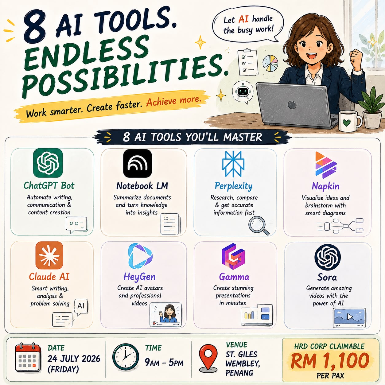 SRKK AI and Automation Academy Facebook ad: Master 8 AI Tools in One Day
