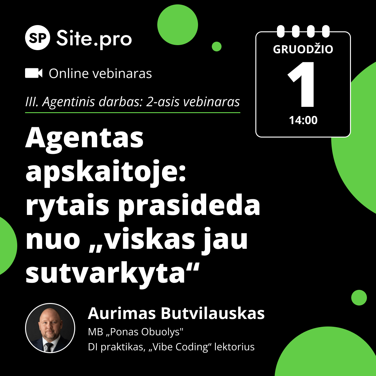 Site.pro - Apskaitos programa ir ERP Facebook ad: Online seminaras Agentas apskaitoje