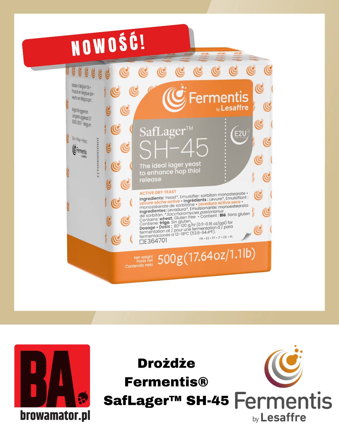 Browamator Facebook ad: Nowość! Drożdże SafLager SH-45 Fermentis By Lesaffre