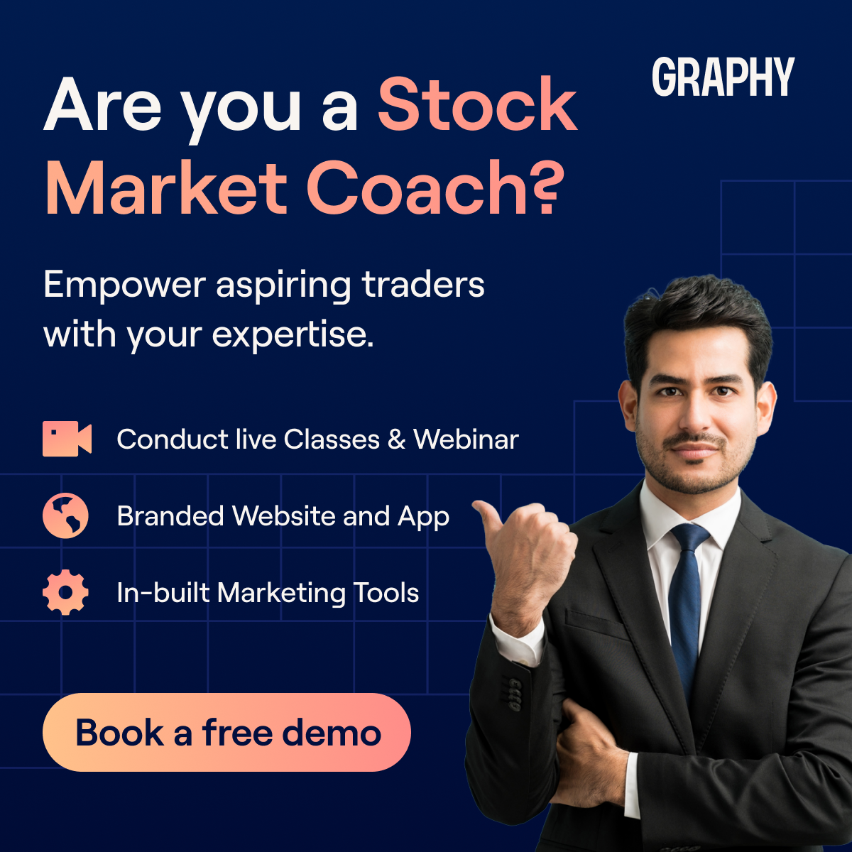 Graphy Facebook ad: Launch your Stock Market Online Business with Graphy