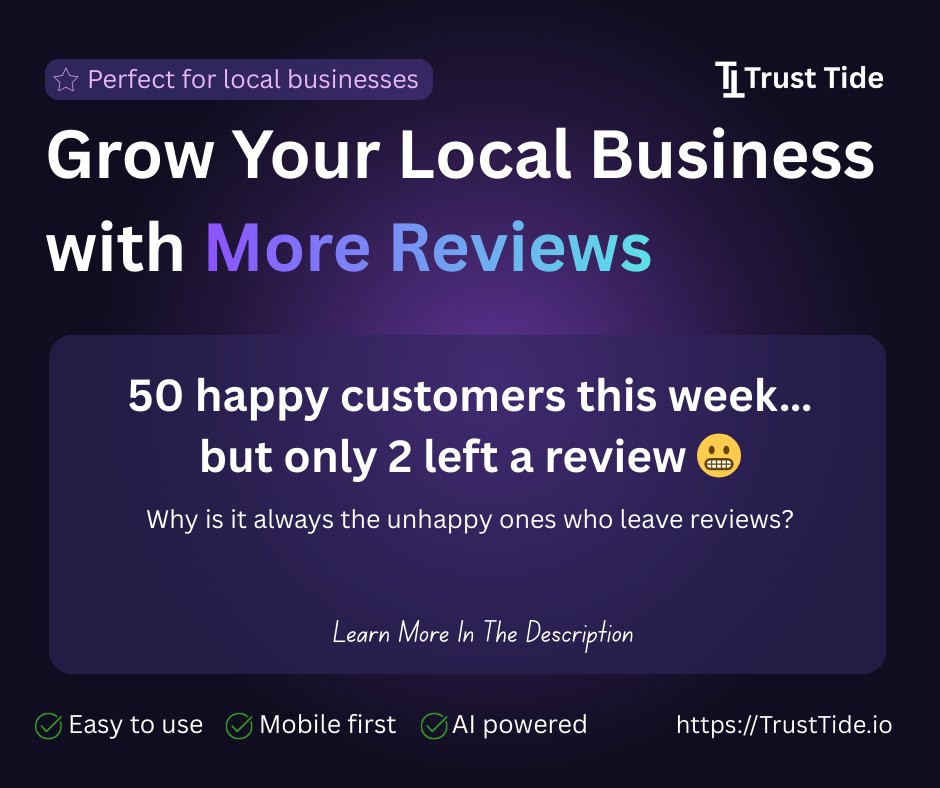 Trust Tide Review Management SaaS Facebook ad: I recently had an interesting conversation with a…