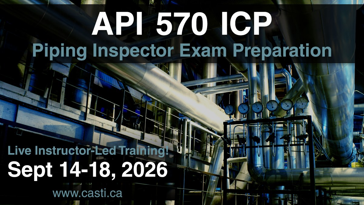 Codes and Standards Training Institute (CASTI) Facebook ad: API 570 Piping Inspector ICP Exam Preparation Training…