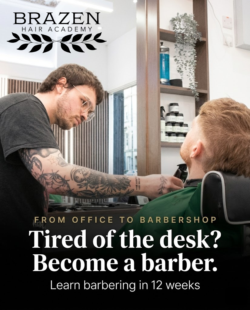 Brazen Men's Hair Facebook ad: Become A Full-Time Barber In 12 Weeks