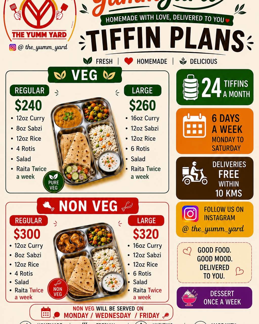 Alisha Arora Facebook ad: Tiffin Service Surrey/Cloverdale/Delta/Langley/Whiterock
