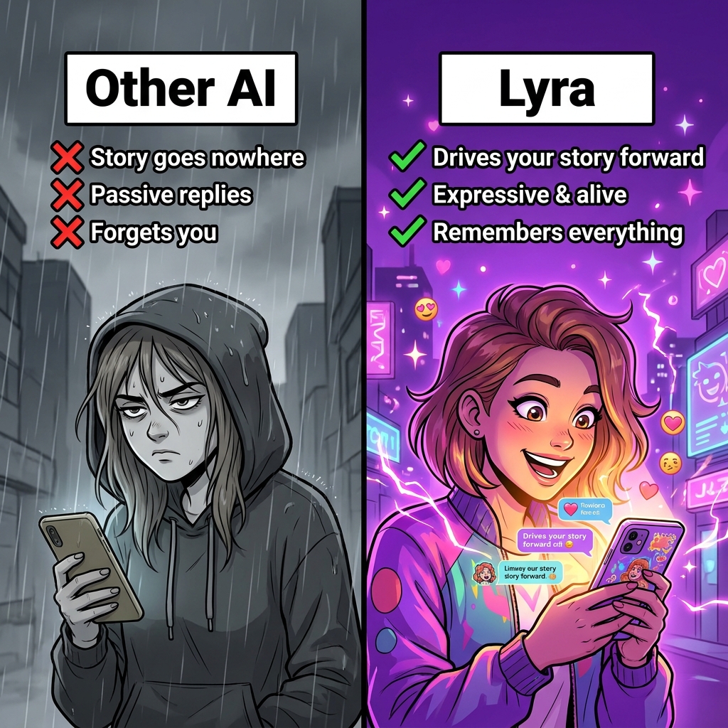 LyraStory Facebook ad: Stop carrying the whole scene.
