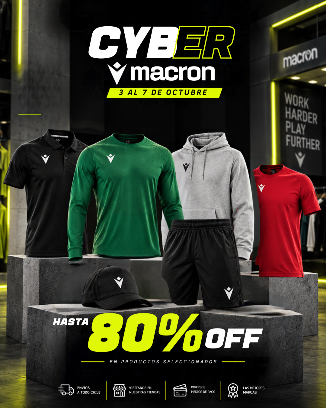 Plussportcl Facebook ad: Macron hasta 80% OFF