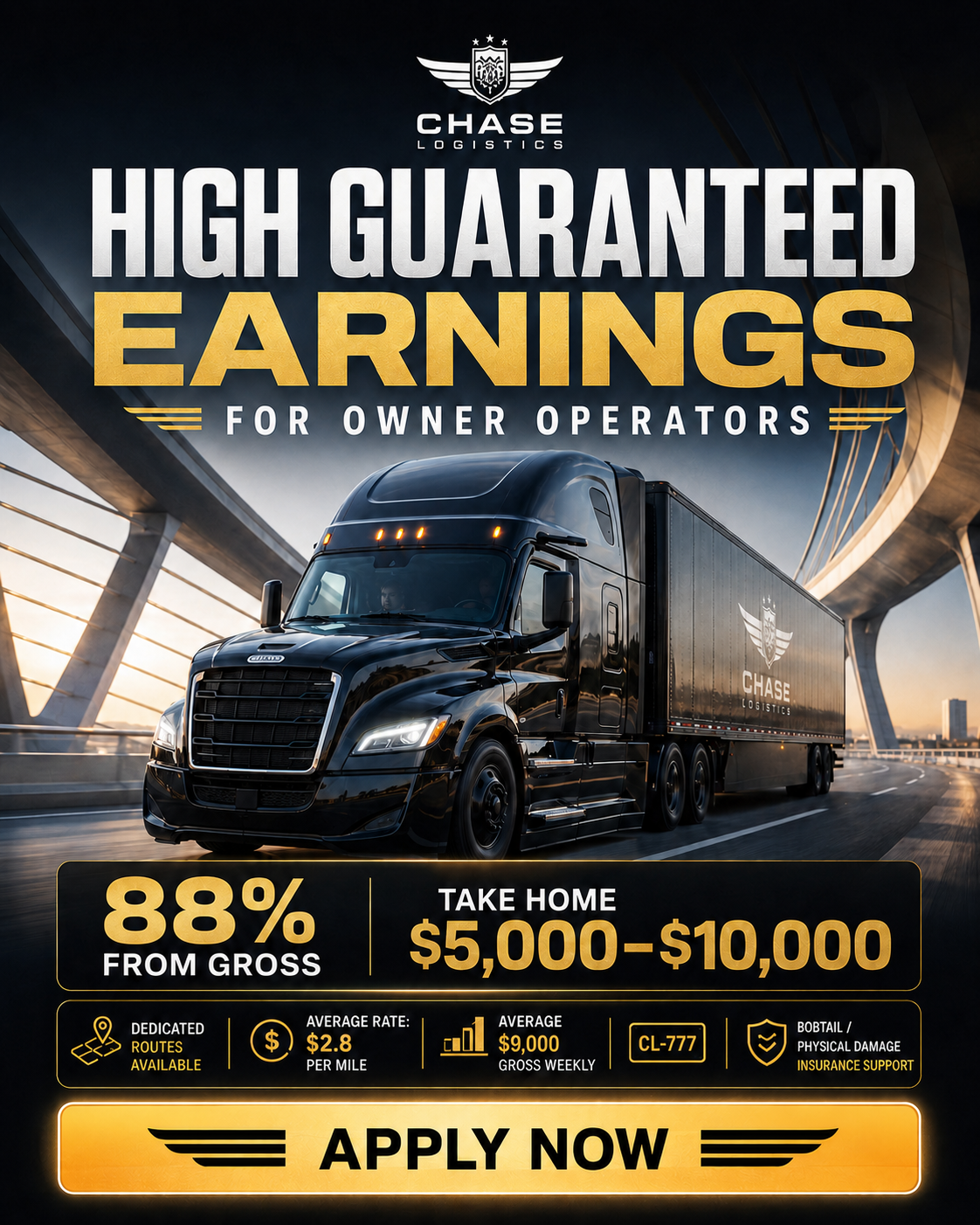 Chase logistics LLC Facebook ad: 90% From Gross