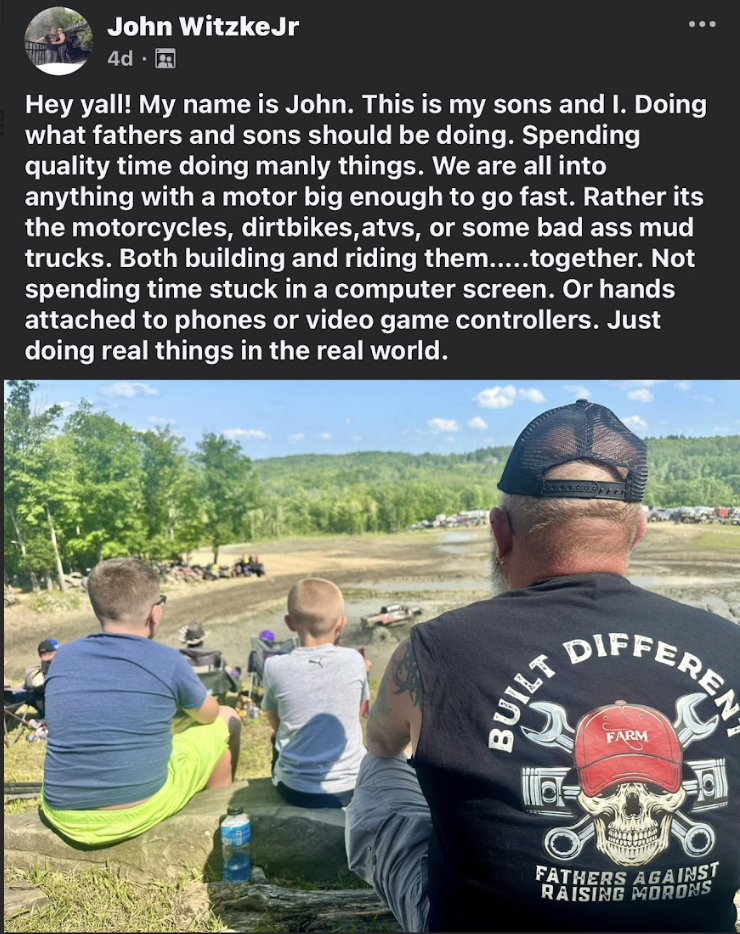 Fathers Against Raising Morons Facebook ad: Built Different. Worn by Real Dads.