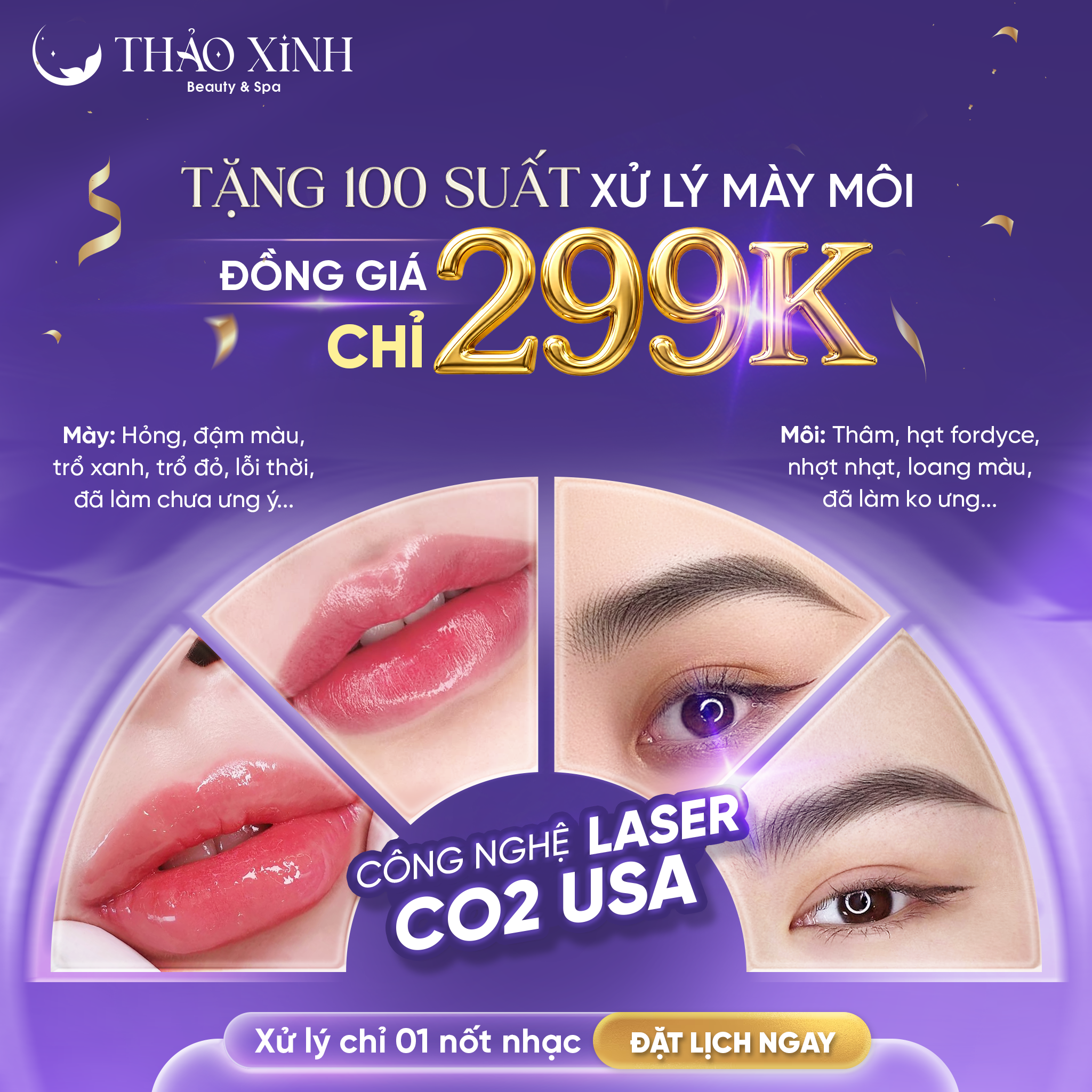 Thẩm Mỹ Viện Thảo Xinh - CN Kiên Giang Facebook ad: Chỉ còn 24 suất xử lý mày môi 299K