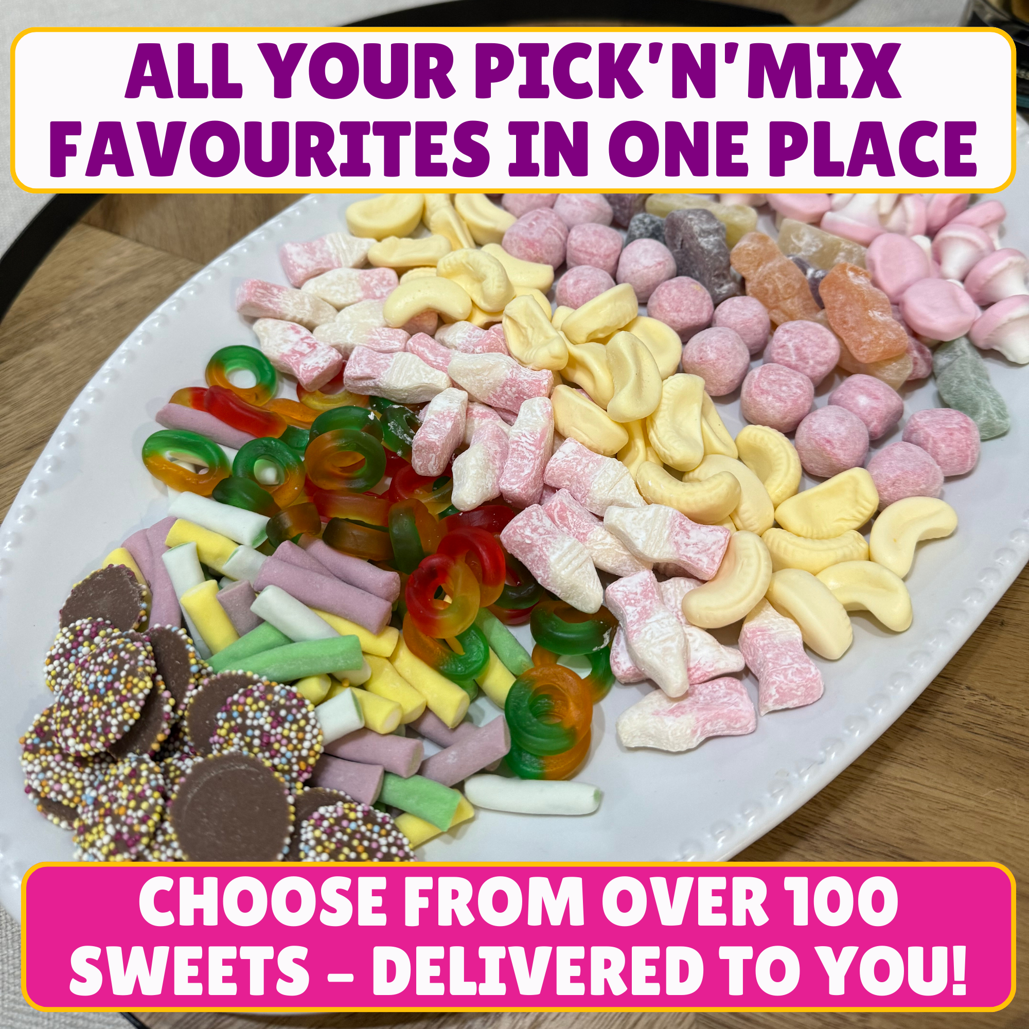 Candy Delivered Facebook ad: Your Favourite Pick & Mix Sweets, Delivered