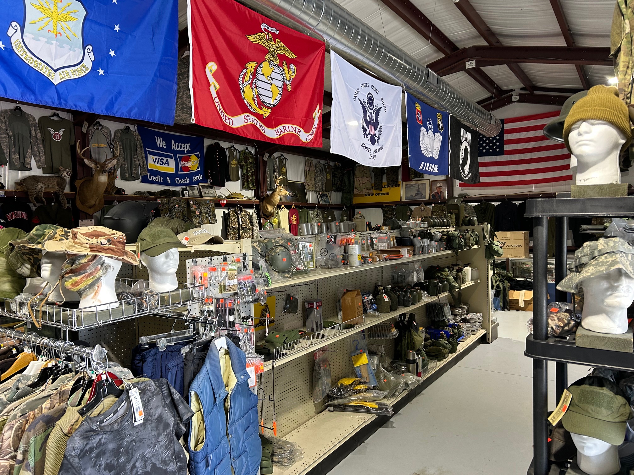 Military Surplus-r-us Facebook ad: Shop for your quality Military Surplus in person…