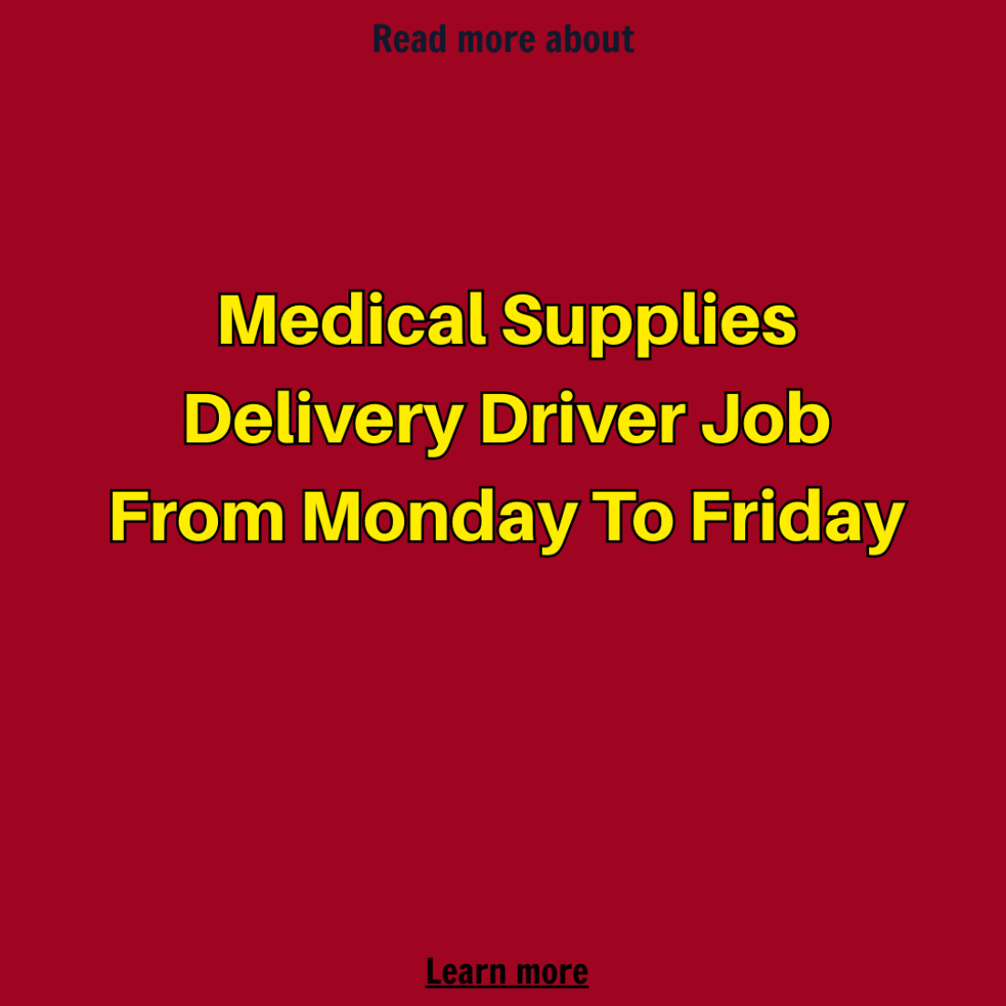 Job Shop Facebook ad: Some people look into medical supplies delivery driver…