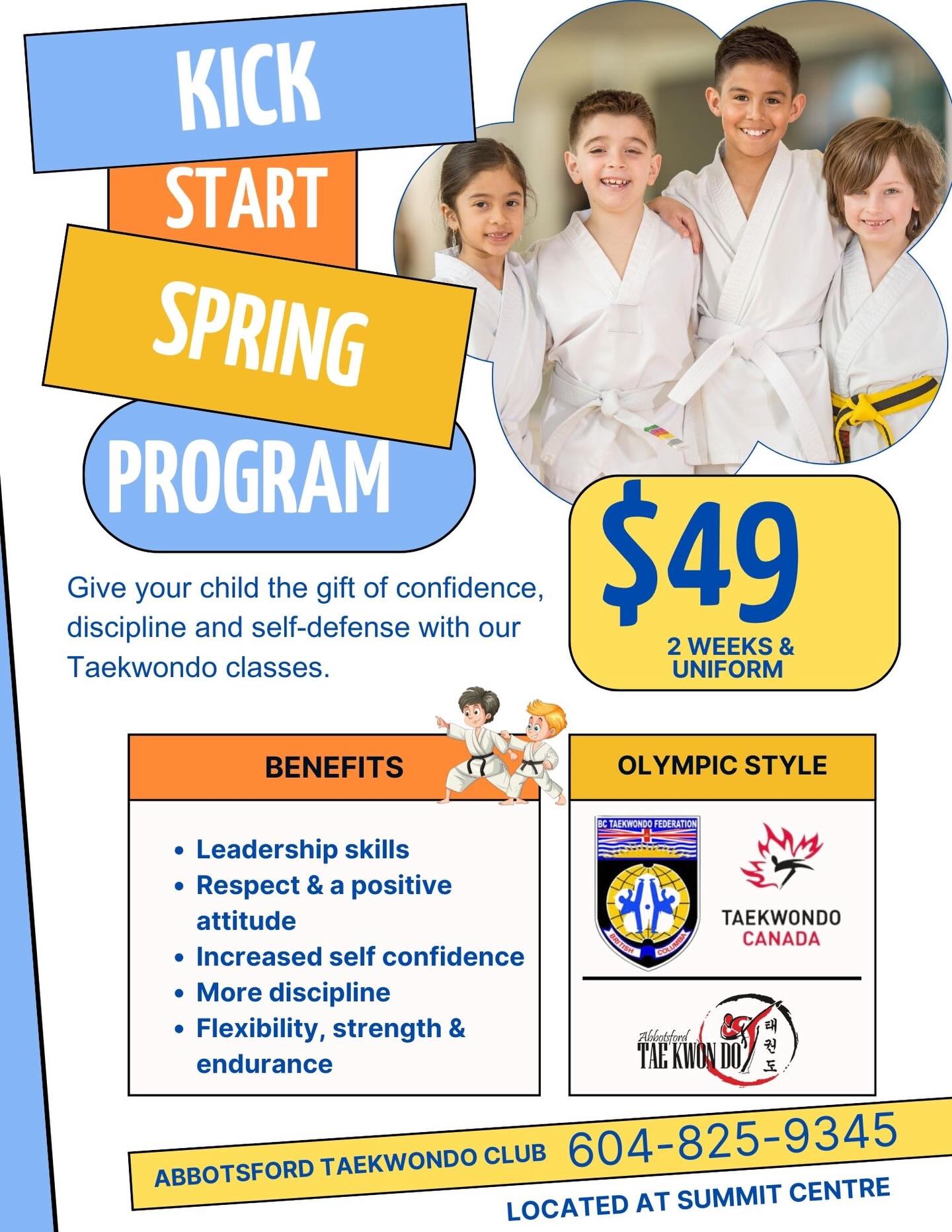 Abbotsford Taekwondo Club Facebook ad: Spring into Action with Our Taekwondo Program!
