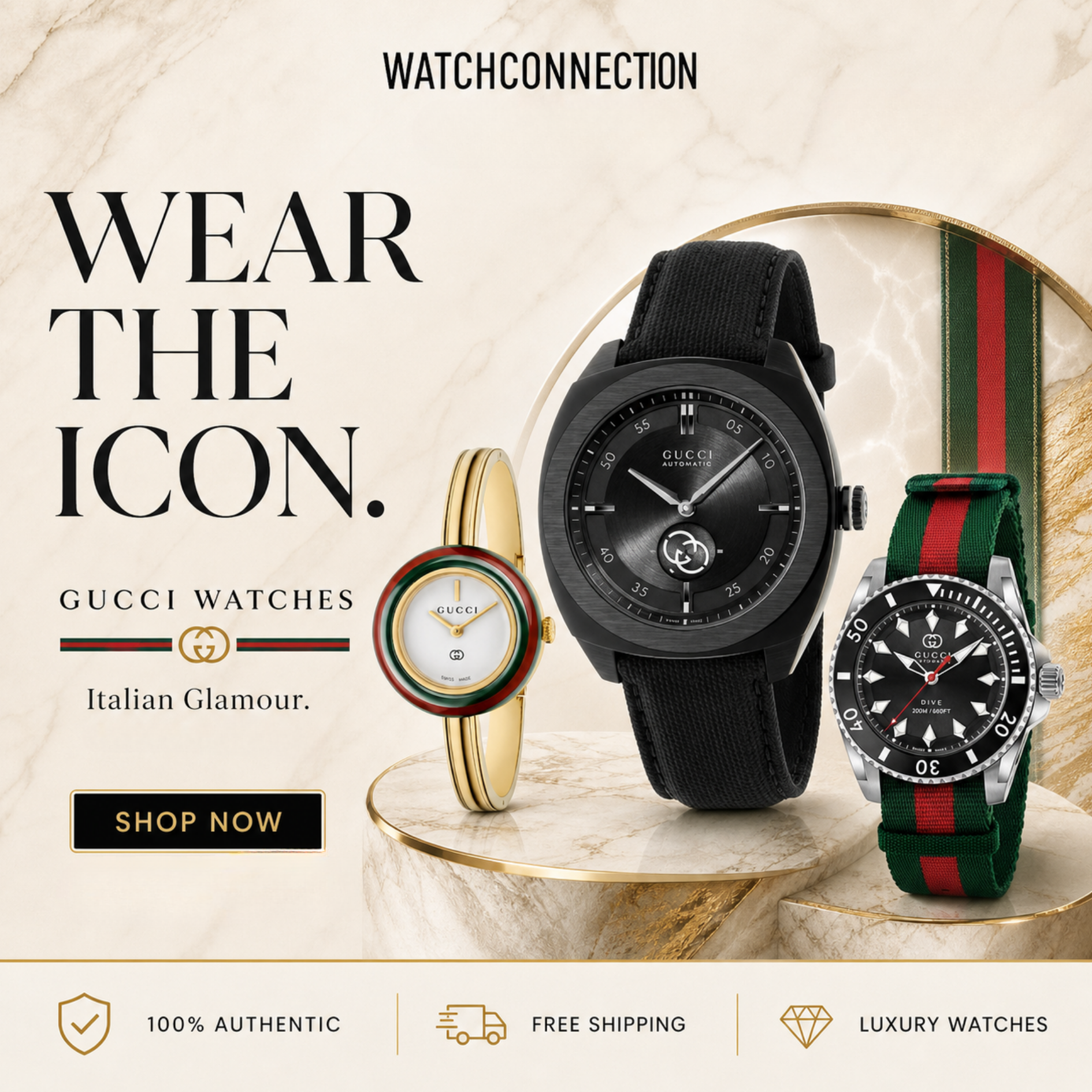 Watch Connection Inc. Facebook ad: Gucci Watches on Sale