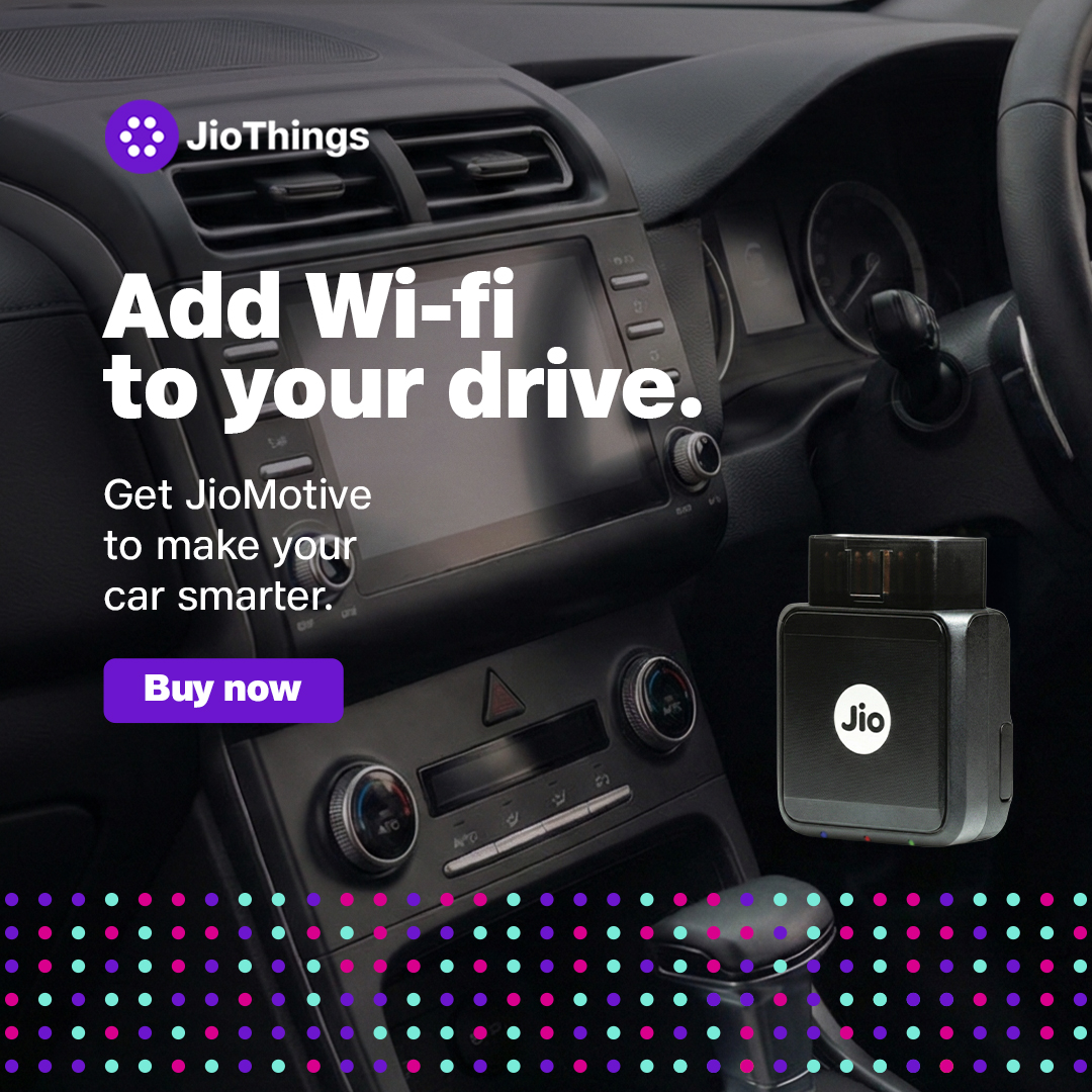 Jio Things Limited Facebook ad: Plug in. Connect. Drive smarter.