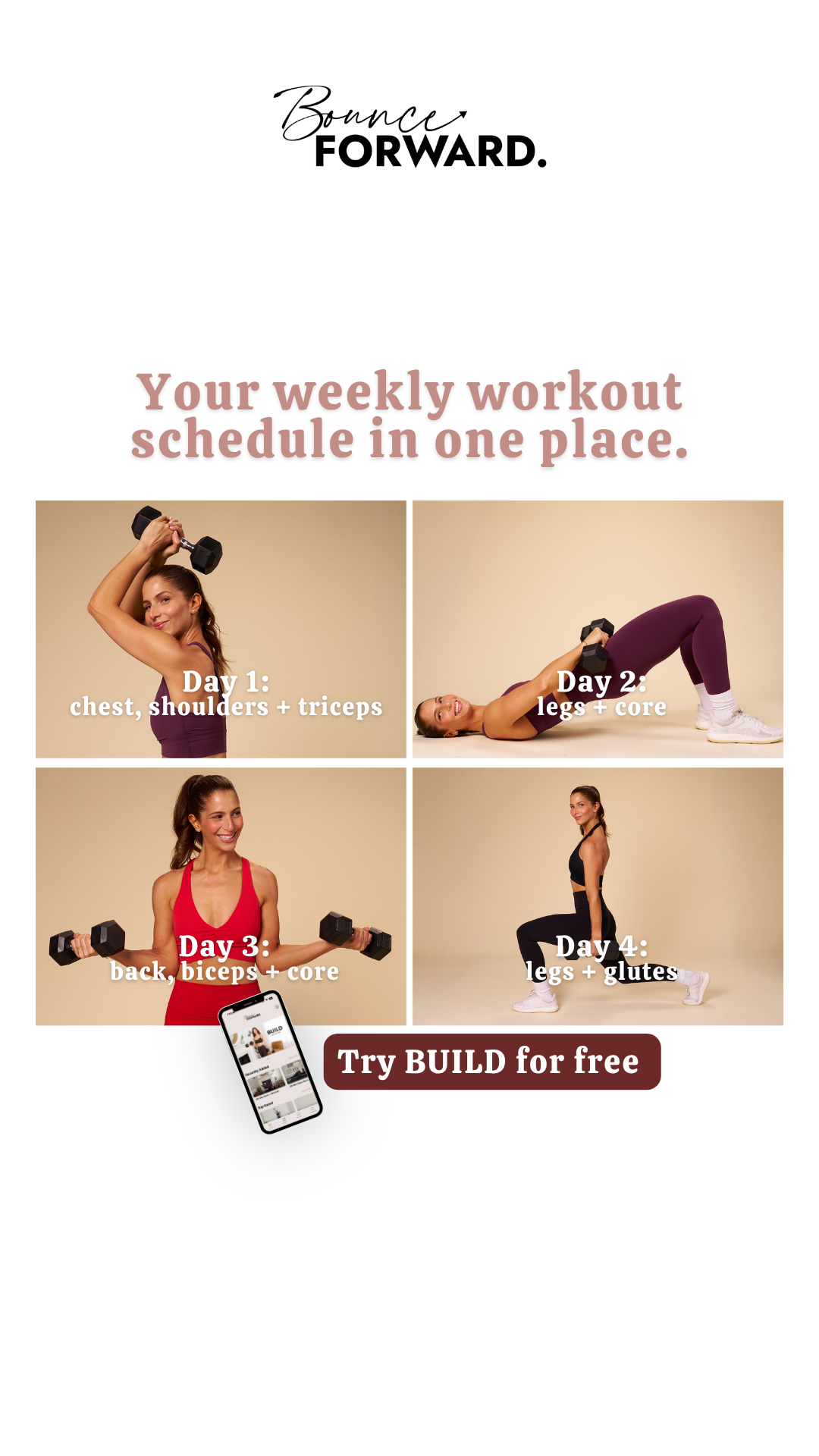 Kale and Krunches Facebook ad: BUILD fitness program