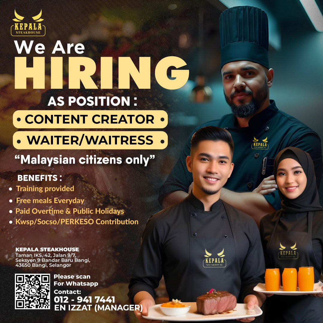Kepala Steakhouse Bangi Facebook ad: PM UNTUK INTERVIEW SEGERA