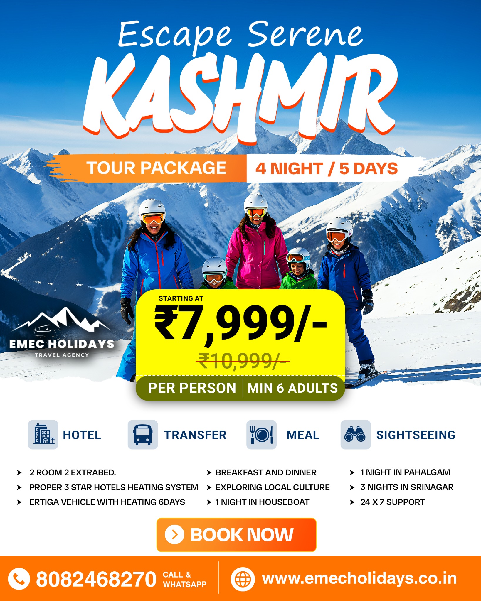 EMEC Holidays Facebook ad: Kashmir Special Deal, Book Kashmir Tour Package!