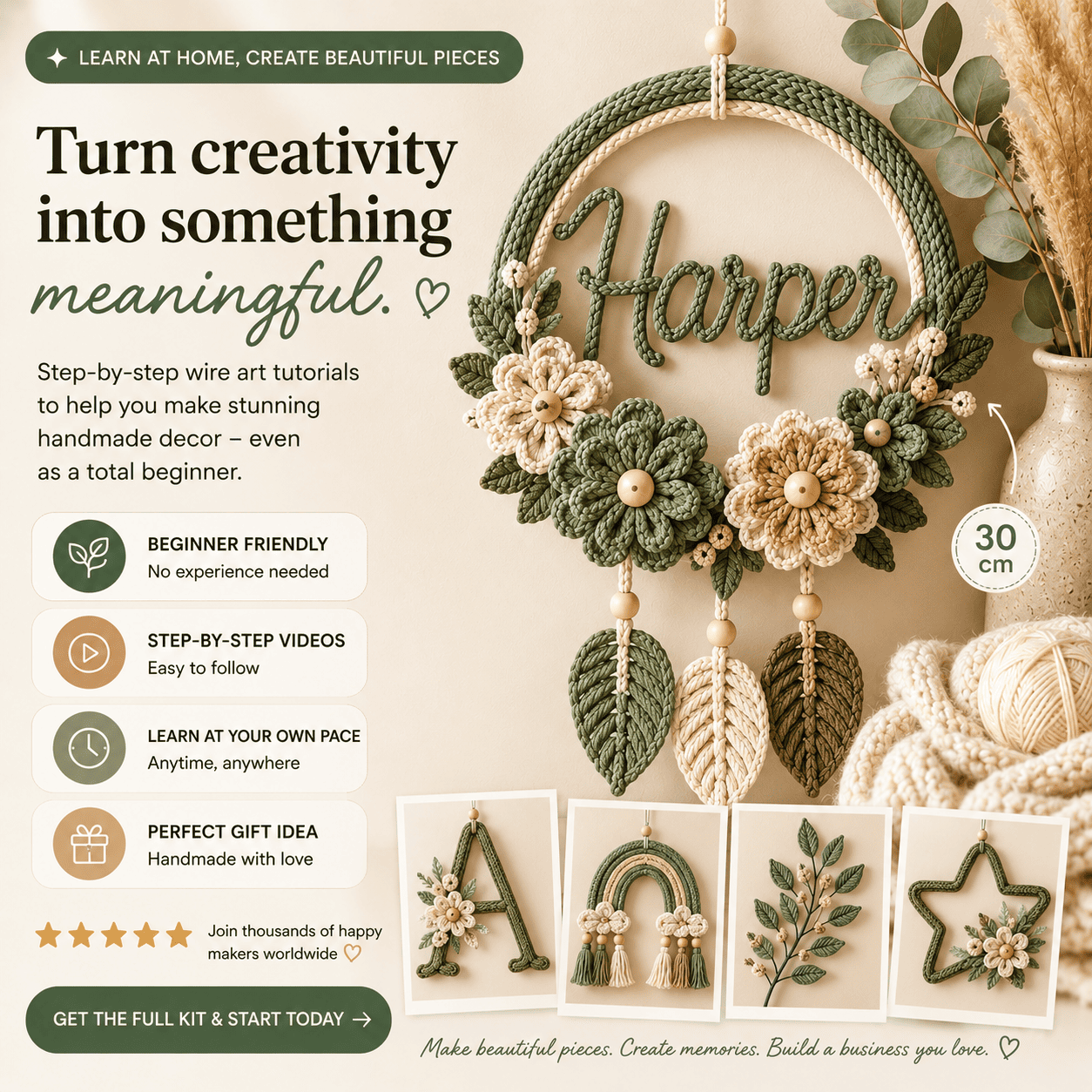 Digital home Crafts Facebook ad: Create at home in 30 minutes