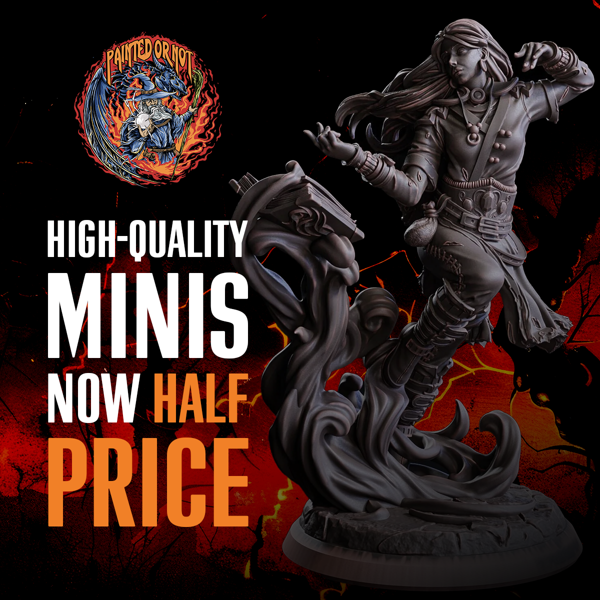 Painted Or Not Facebook ad: 50% OFF Resin Minis