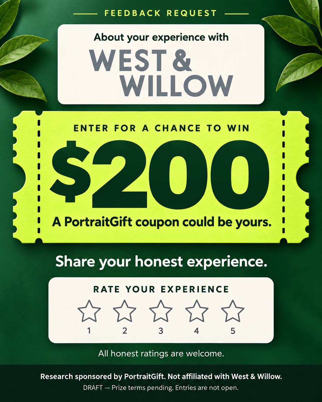 PortraitGift.Com Facebook ad: Share feedback for a chance to win