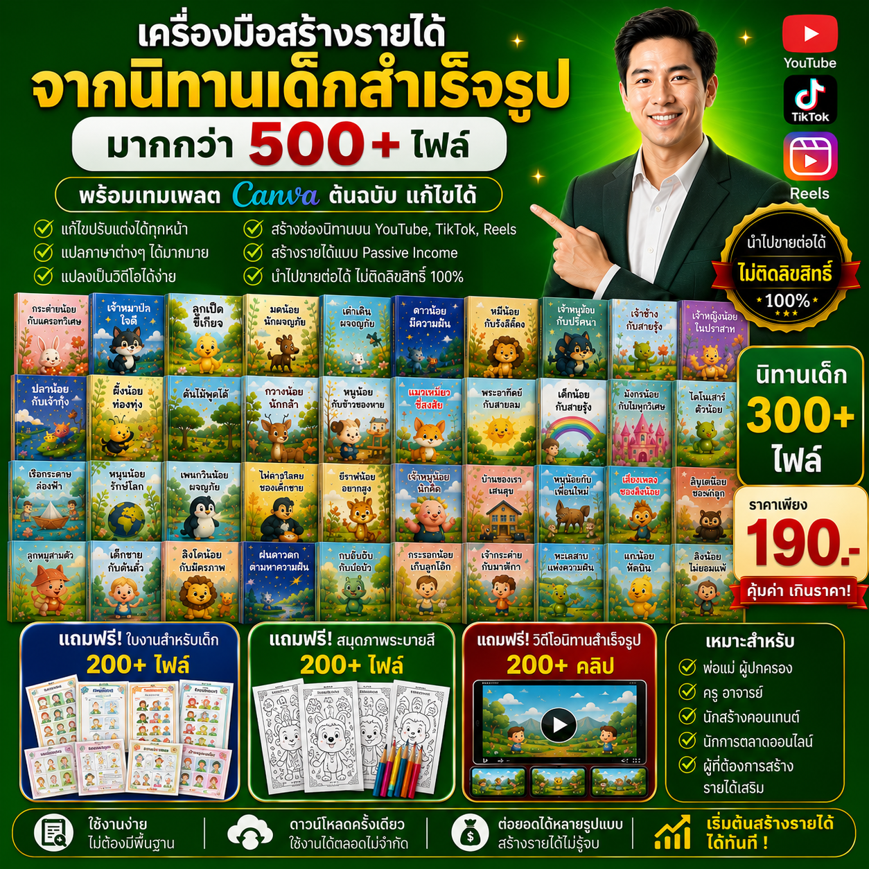 Digital products Facebook ad: ไม่ต้องเริ่มจากศูนย์! รับเซตสร้างรายได้ นิทานเด็ก ครบวงจร…
