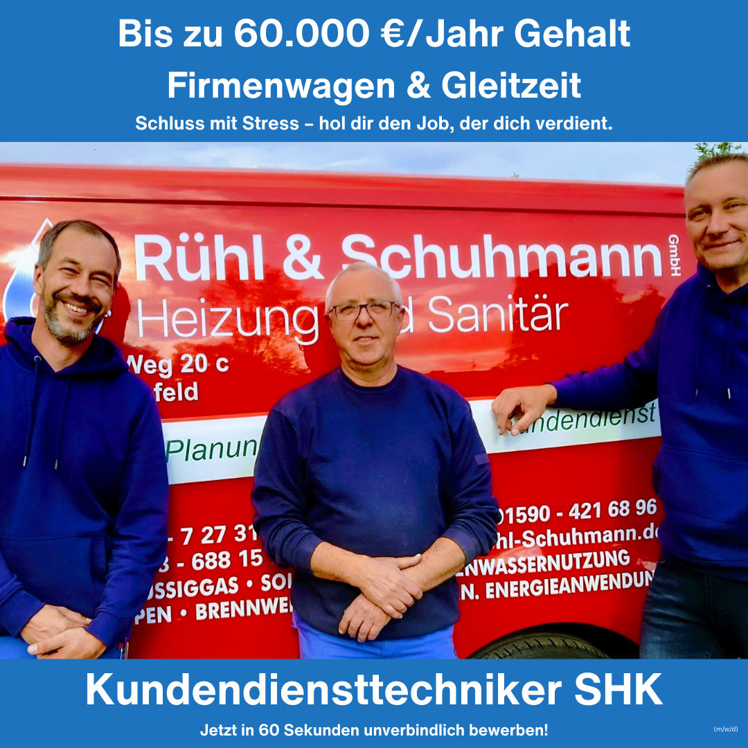 Rühl & Schuhmann GmbH Facebook ad: Mind. 60.000 €/Jahr als Kundendienstmonteur SHK!