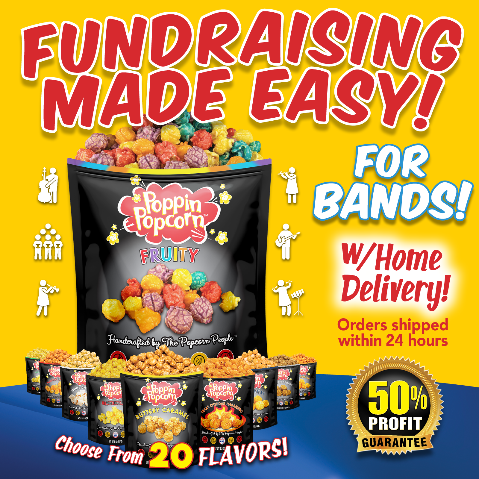 Poppin Popcorn Fundraising Facebook ad