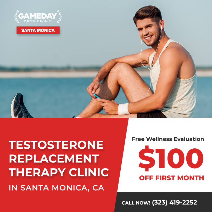 Gameday Men's Health - Santa Monica, CA Facebook ad: Get Your $100 T Test-Absolutely FREE!