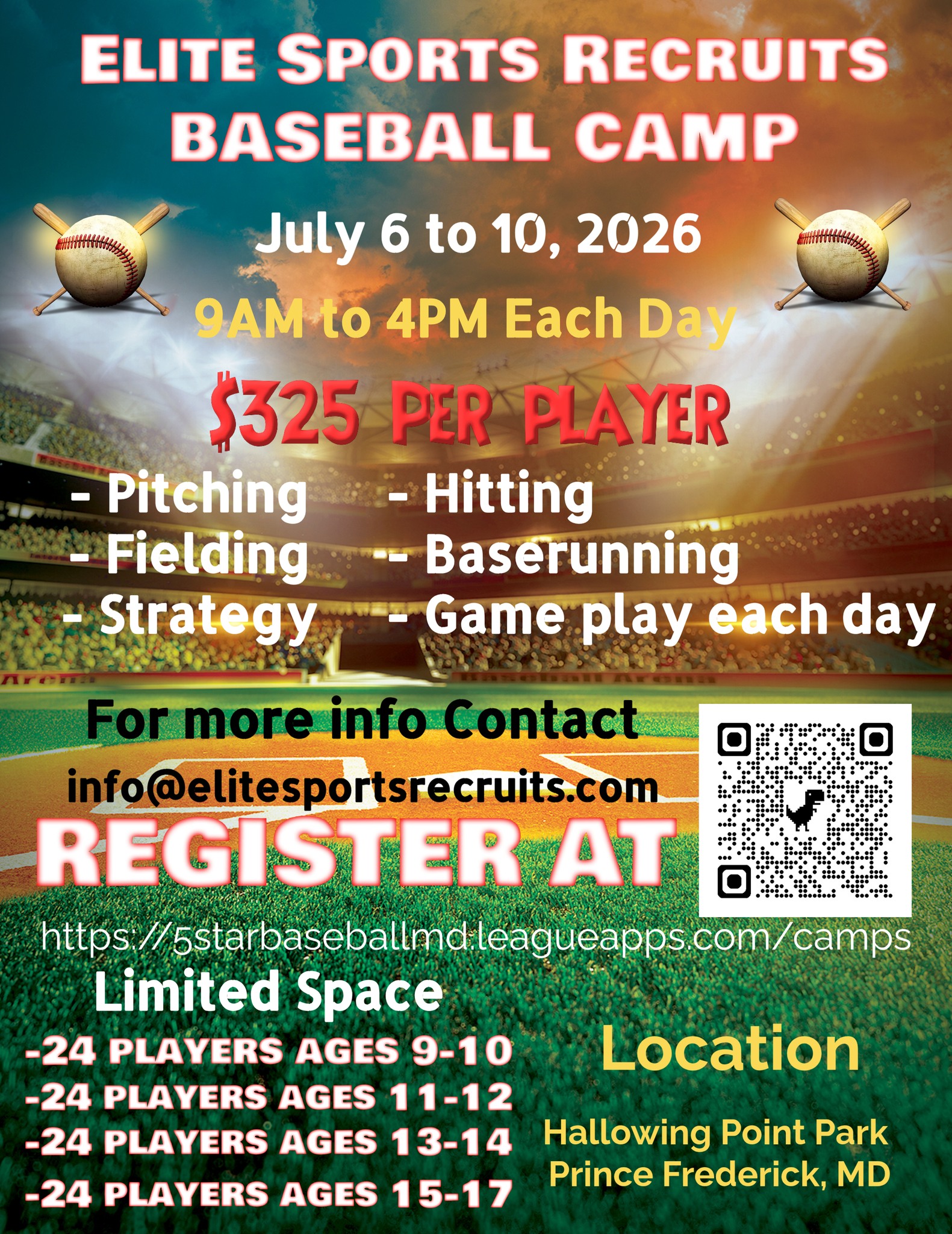 5 Star Baseball - Maryland Facebook ad: Baseball Camp
