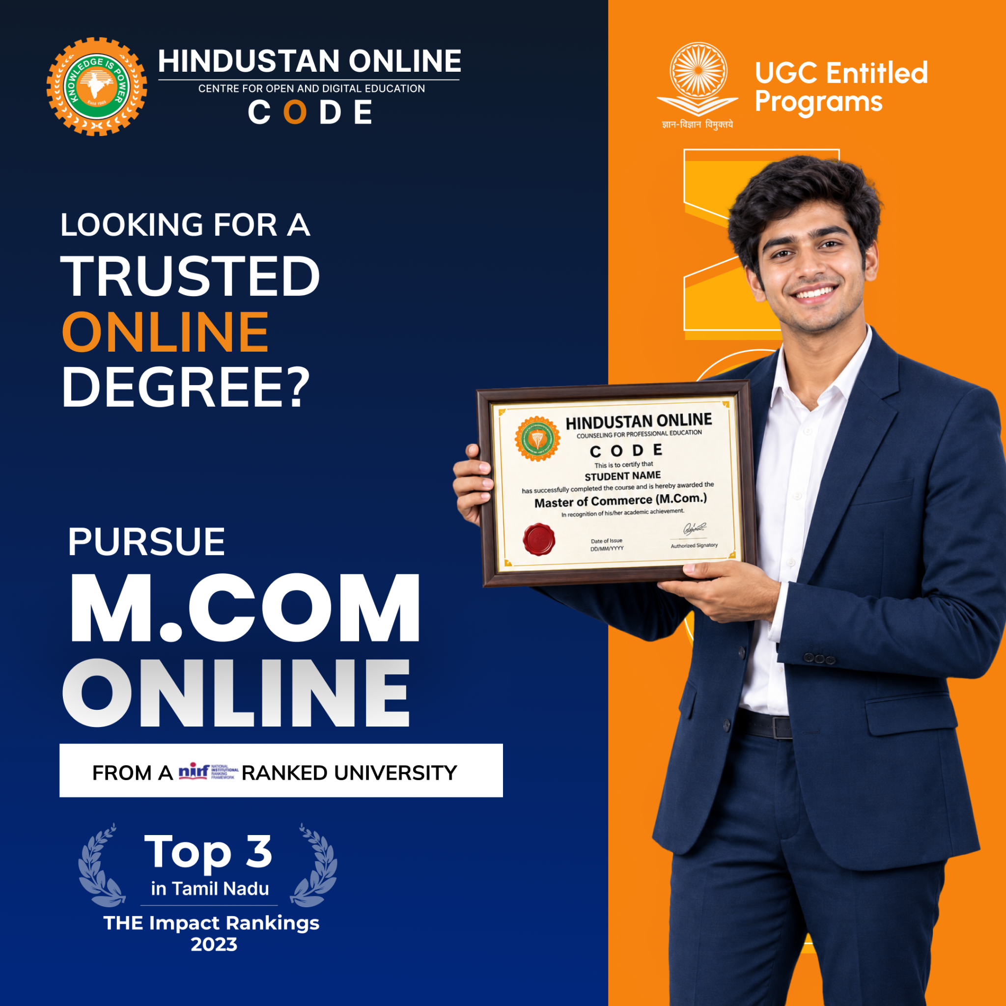 Hindustan Online Facebook ad: Admissions Closing Soon for Hindustan University Online…