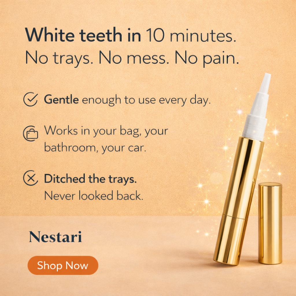 Thenestaristore Facebook ad: Brighten Your Smile in Seconds