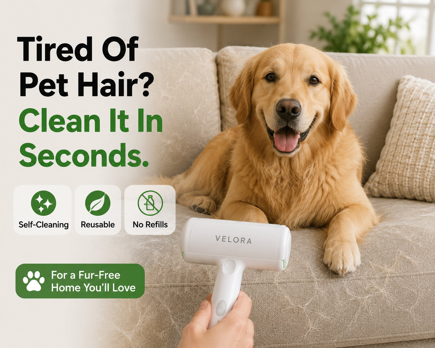 Nuiin Facebook ad: Remove Pet Hair In Seconds