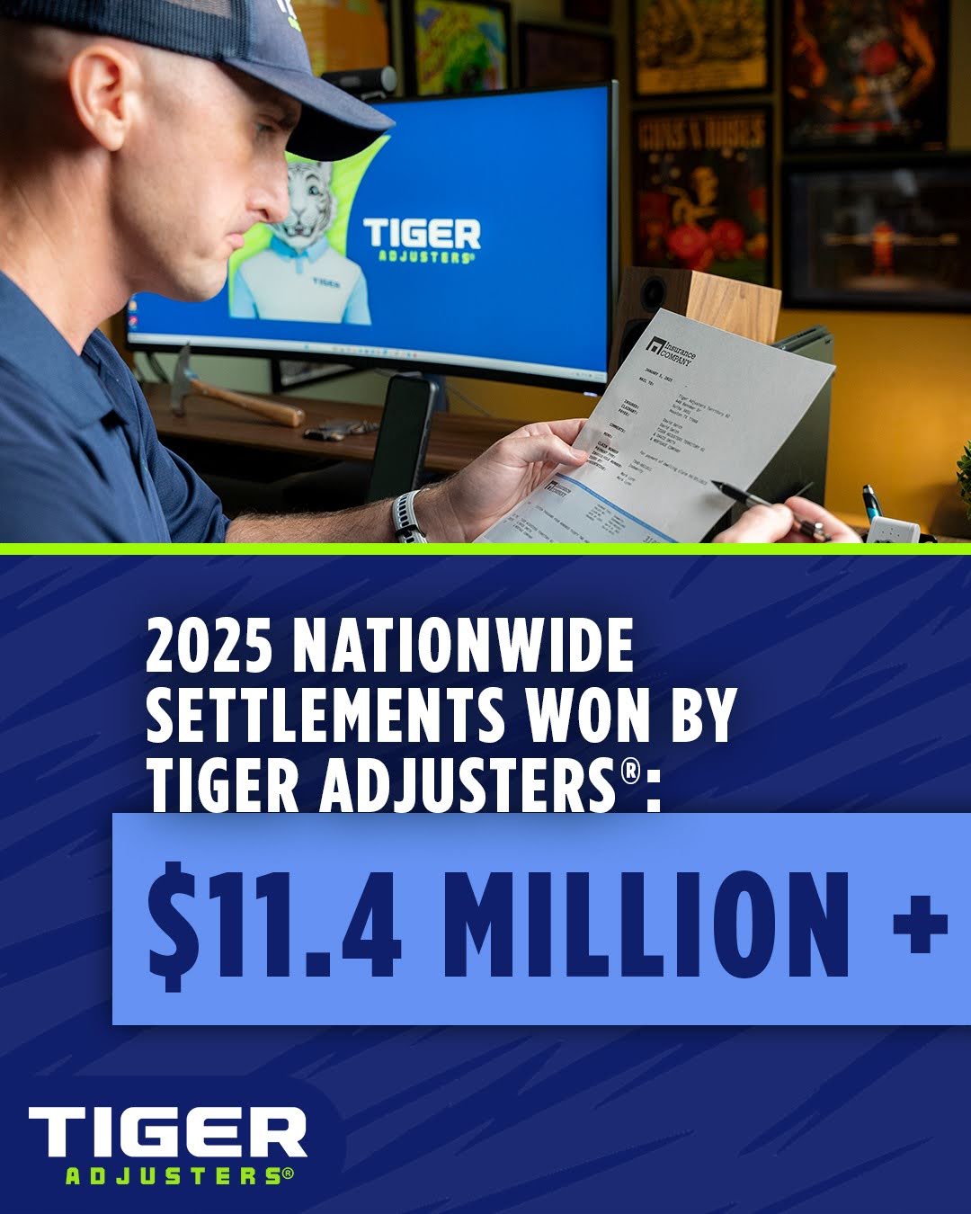 Tiger Adjusters South US Facebook ad from May 12, 2026