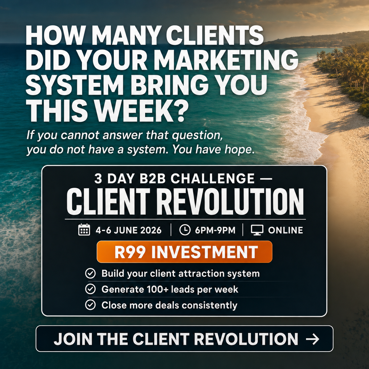 Van Studios Facebook ad: How Many Clients Did Your System Bring You This Week?