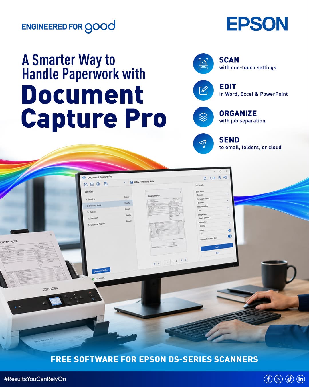 Epson Facebook ad: Improve productivity with Document Capture Pro, Epson’s…