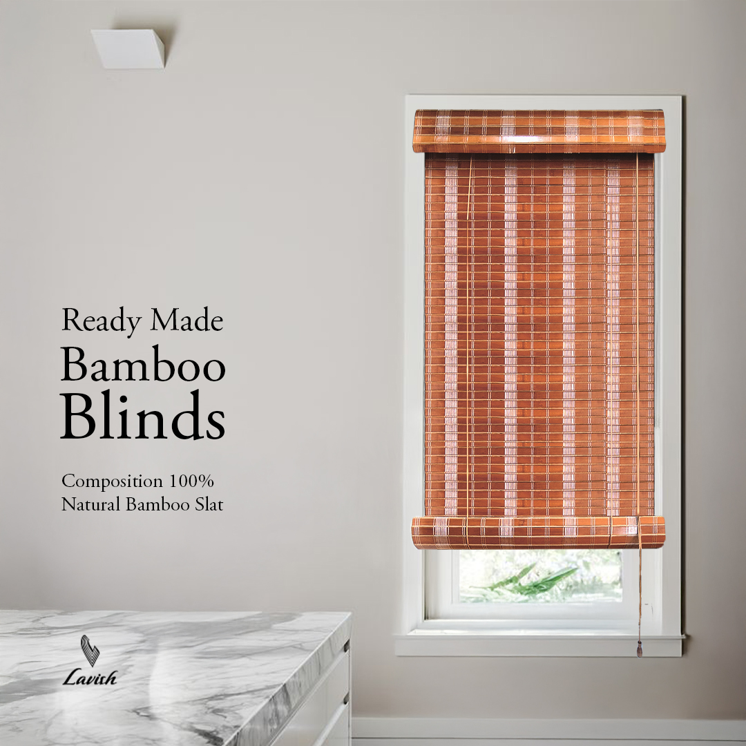 Lavish Facebook ad: Crafted from 100% natural bamboo slats, our blinds…