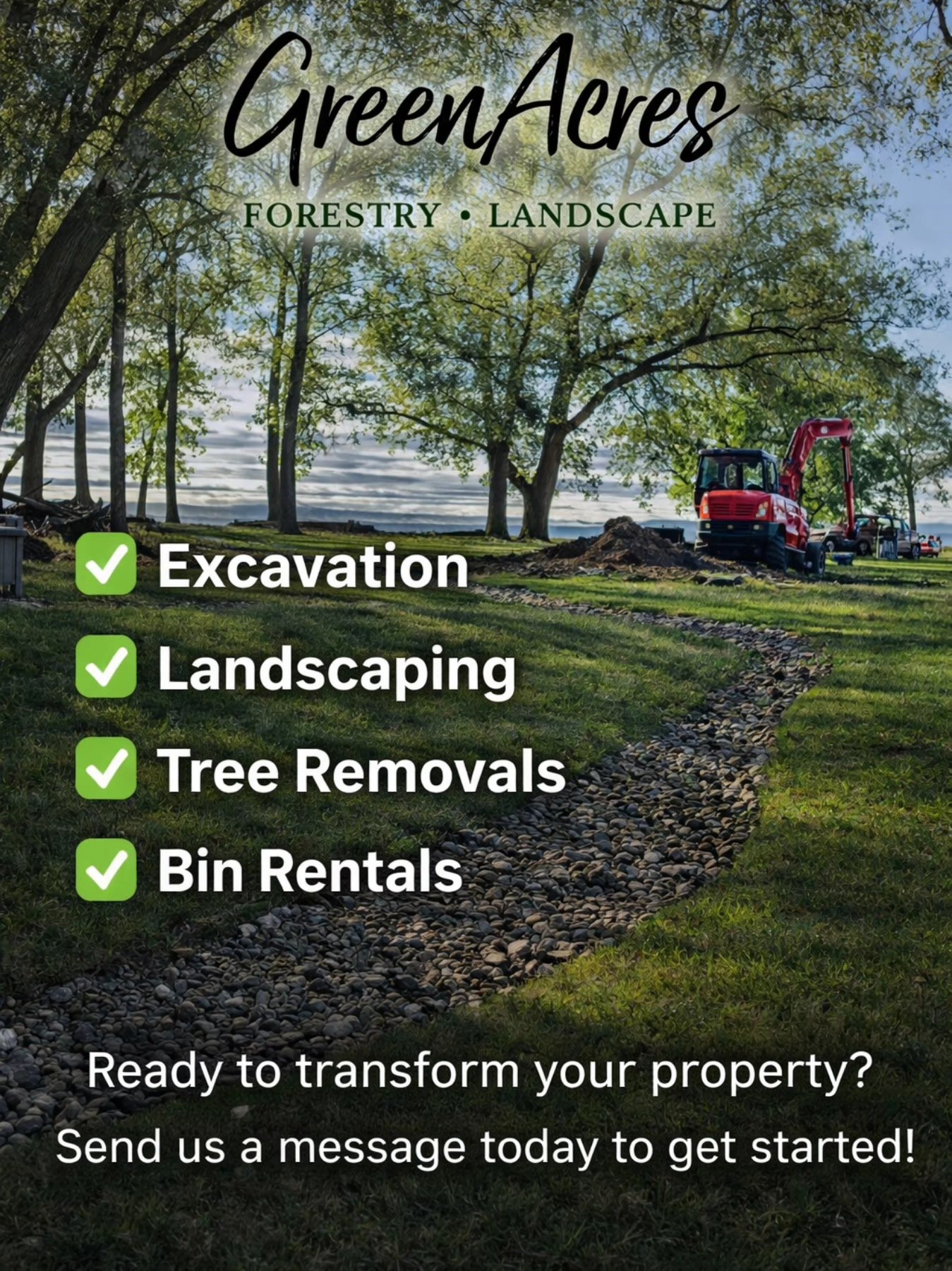 Green Acres Forestry and Landscape Inc. Facebook ad from Apr 4, 2026