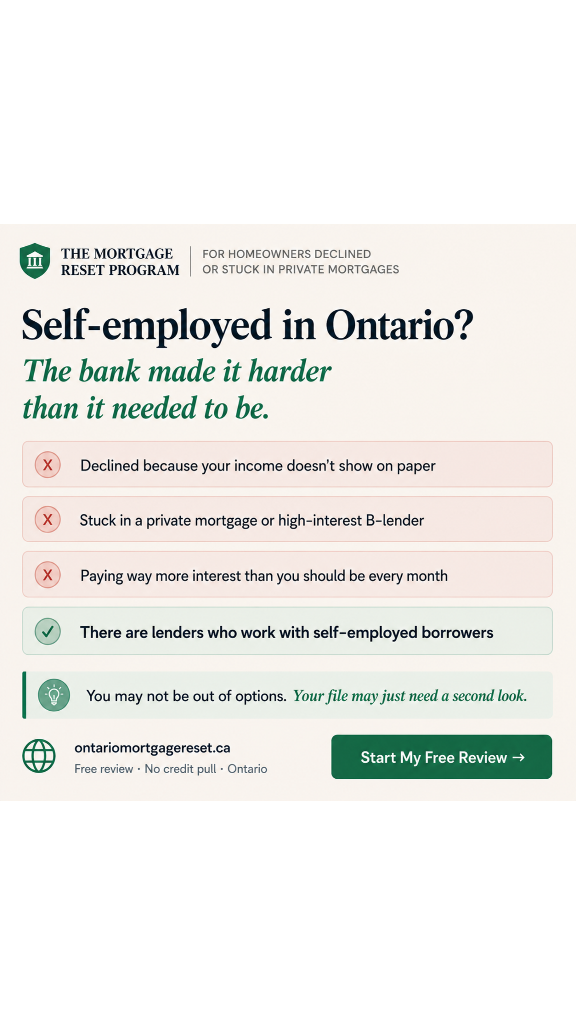 Ontario Mortgage Reset Facebook ad