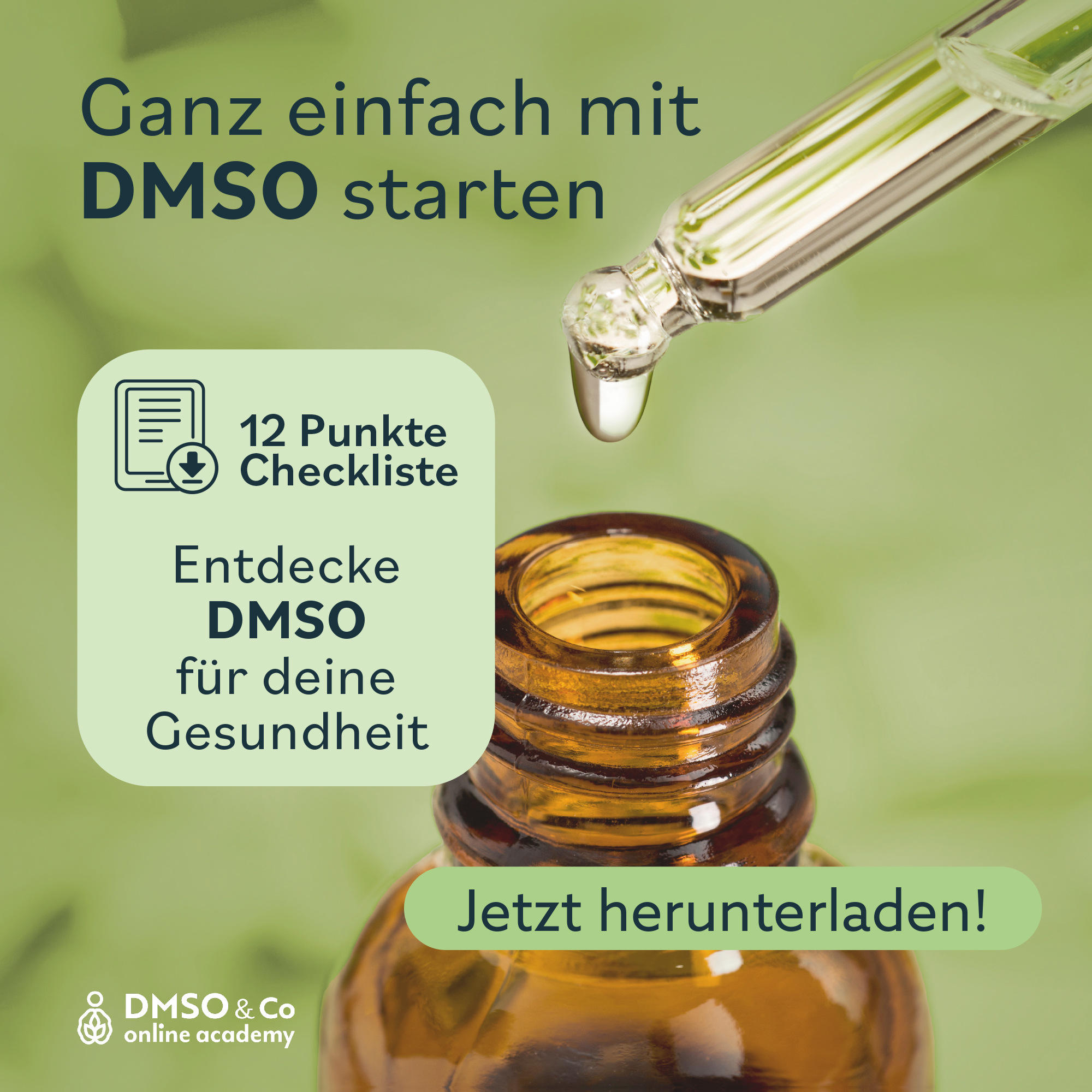 DMSO & Co online academy Facebook ad: Gesundheit in die eigene Hand nehmen