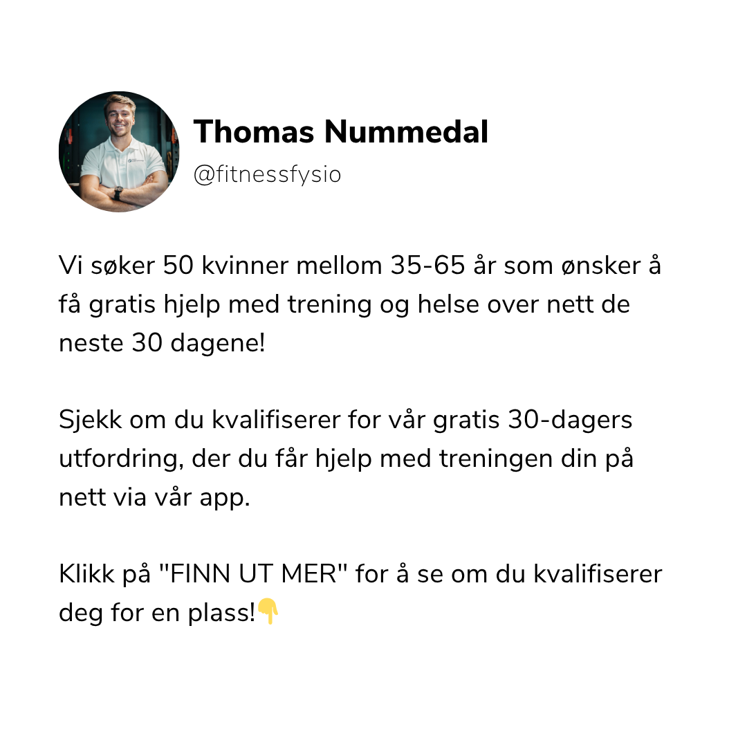 Fitnessfysio Facebook ad: Gratis 30-dagers utfordring