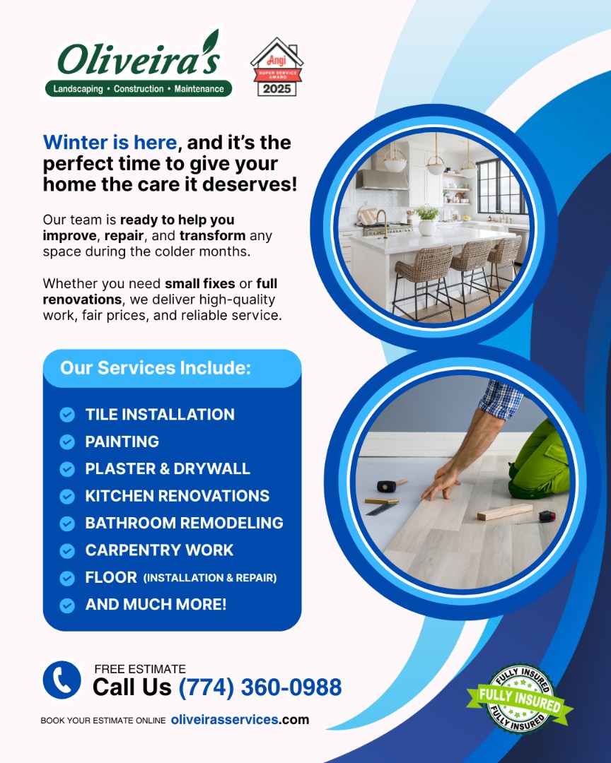 Oliveira's General Services Inc. Facebook ad: Complete renovation - Call for a free estimate.