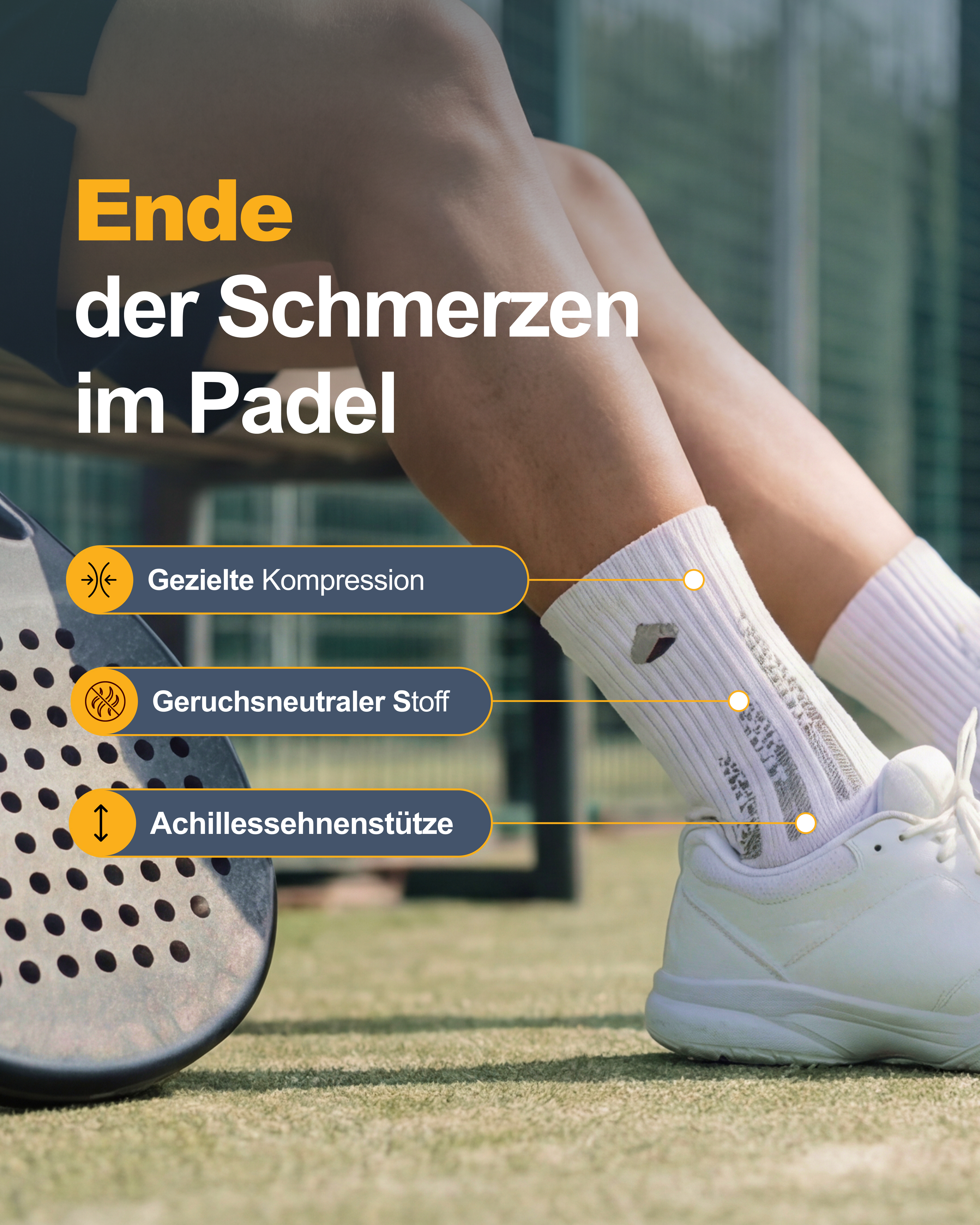Active Rock Facebook ad: Padel Socken, Mikrorutschschutz, Anti-Blasen & Geruchsfrei