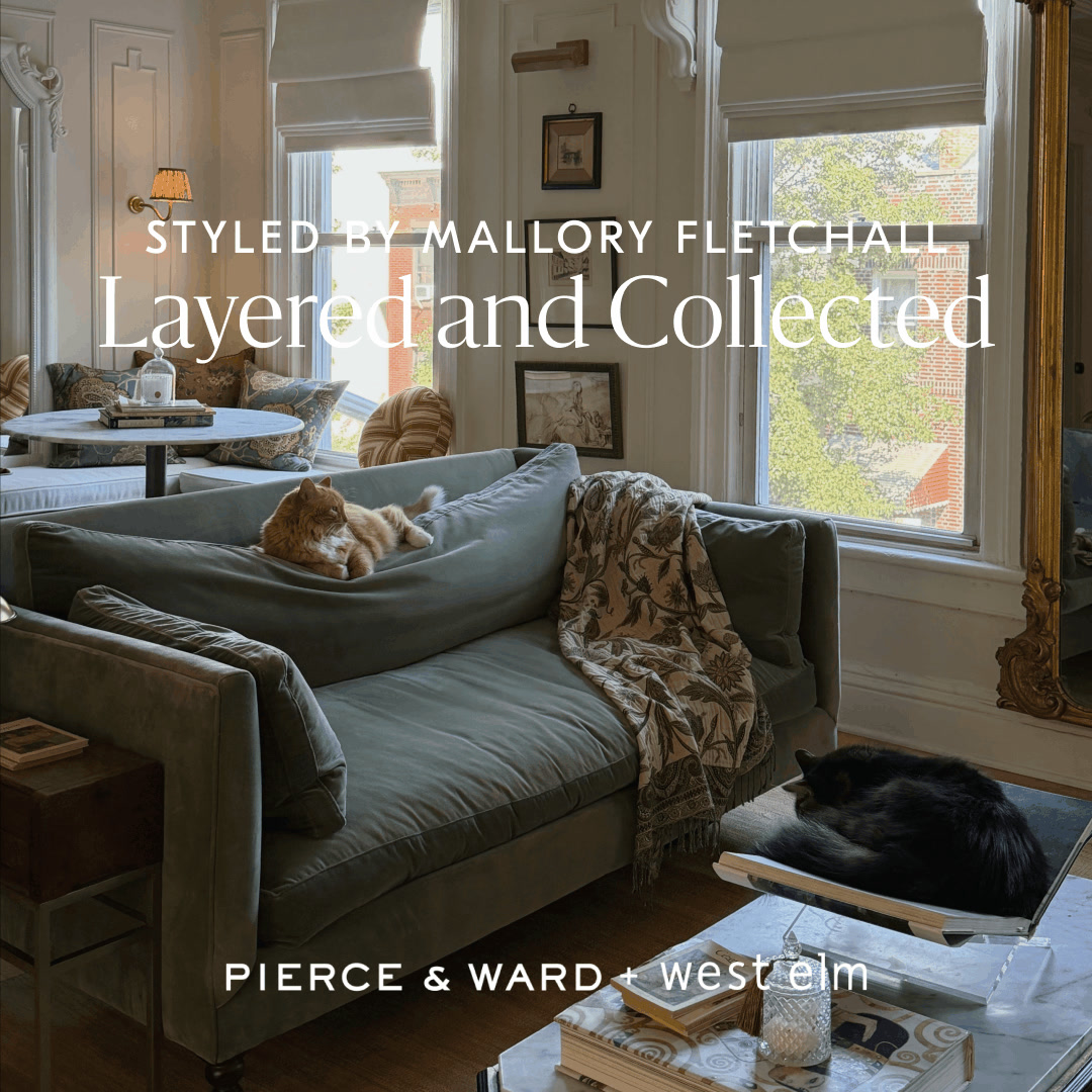 West Elm Facebook ad: Shop Pierce & Ward + West Elm, Styled by Mallory Fletchall