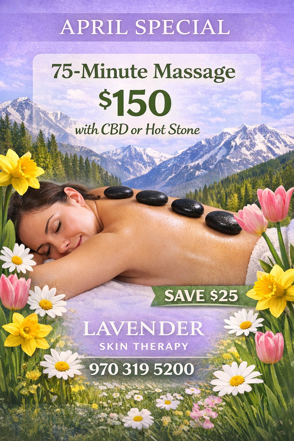Lavender Skin Therapy Facebook ad: April Specials at Lavender Skin Therapy