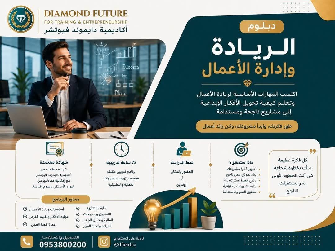 أكاديمية دايموند فيوتشر Facebook ad: لا تنتظر الفرصة.