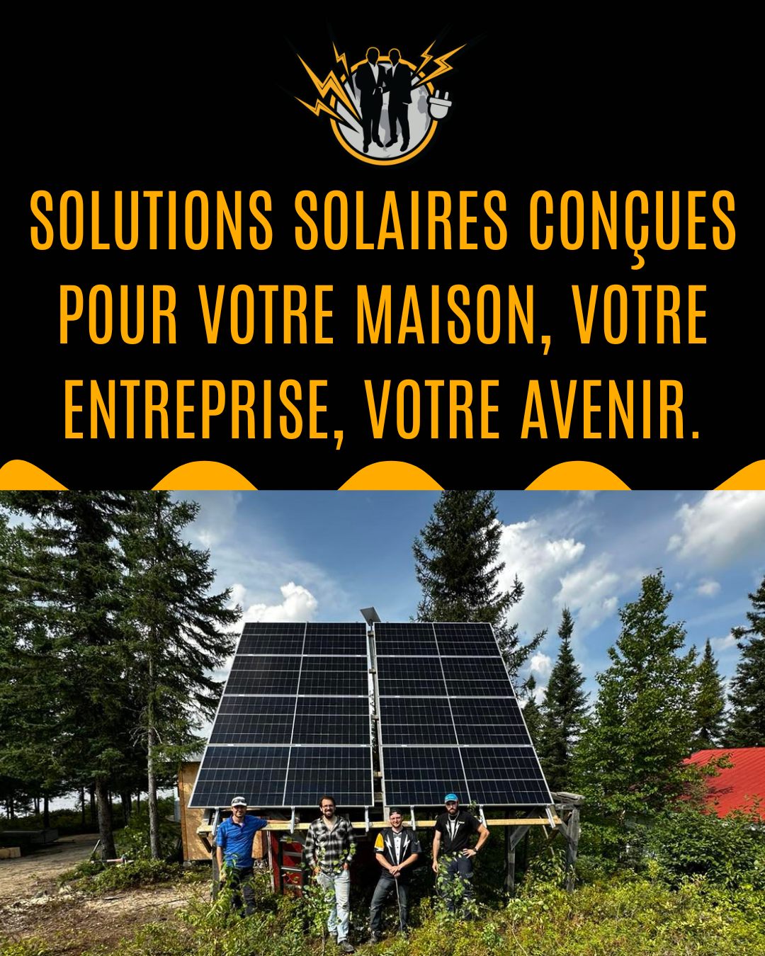 Men & fils Électrique Facebook ad: Exploitez le soleil et alimentez votre maison ou…